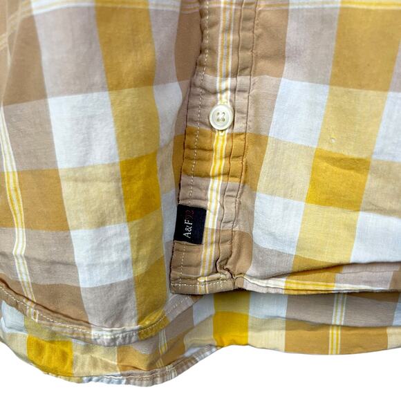 Men's Y2K Abercrombie & Fitch Plaid Short Sleeve Button-Up Muscle - M - Picture 2 of 5